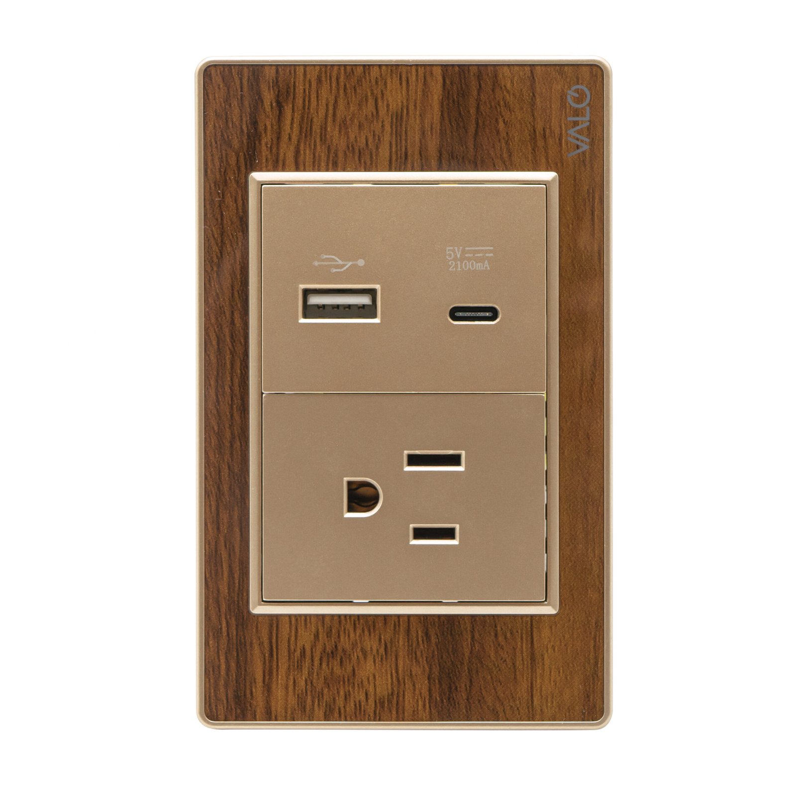 PLACA CON 1 CONTACTO Y 2 ENTRADAS USB COLOR MADERA