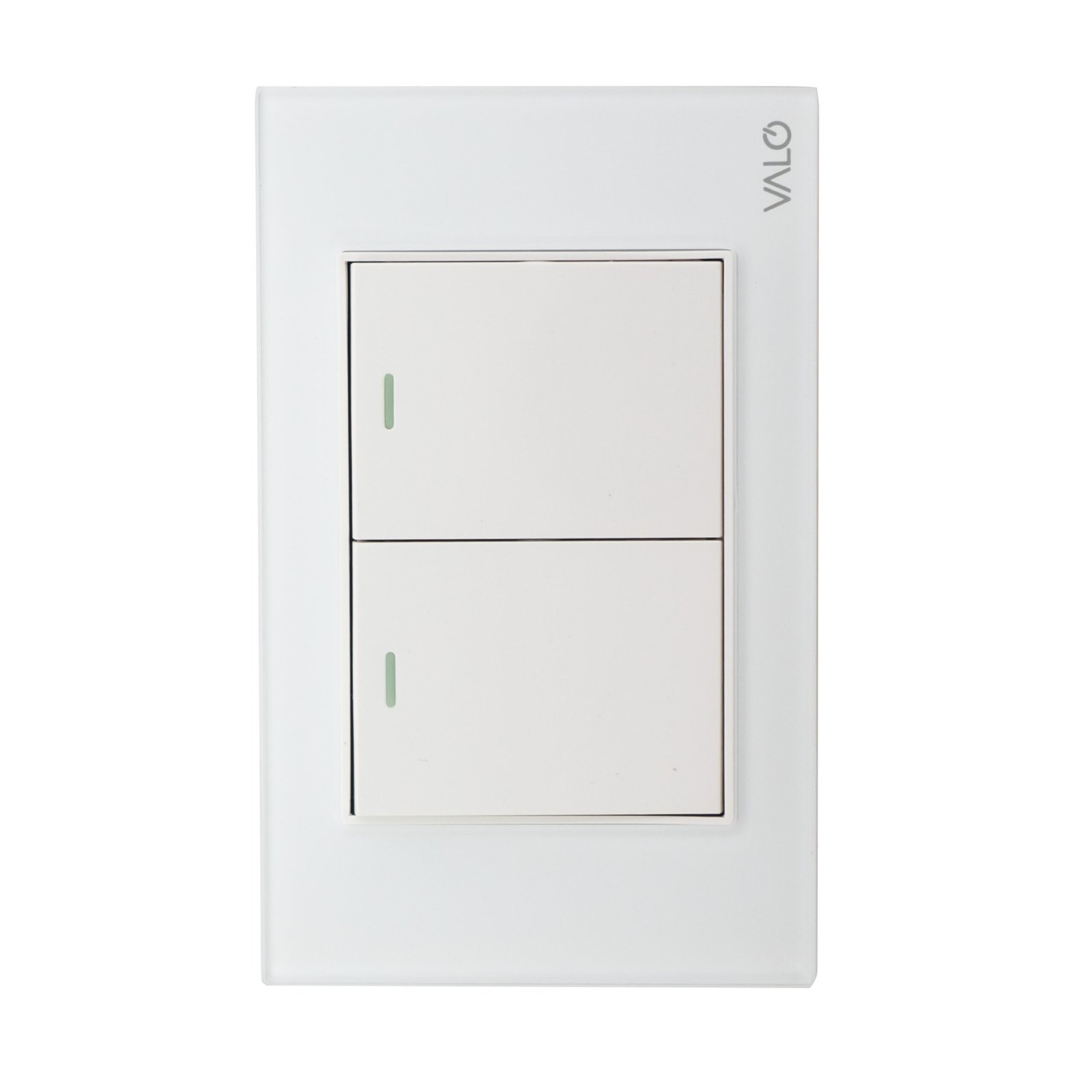 PLACA CON 2 INTERRUPTORES DE ESCALERA DE 1.5 MODULOS COLOR BLANCO