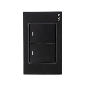 PLACA CON 2 INTERRUPTORES DE ESCALERA DE 1.5 MODULOS COLOR NEGRO