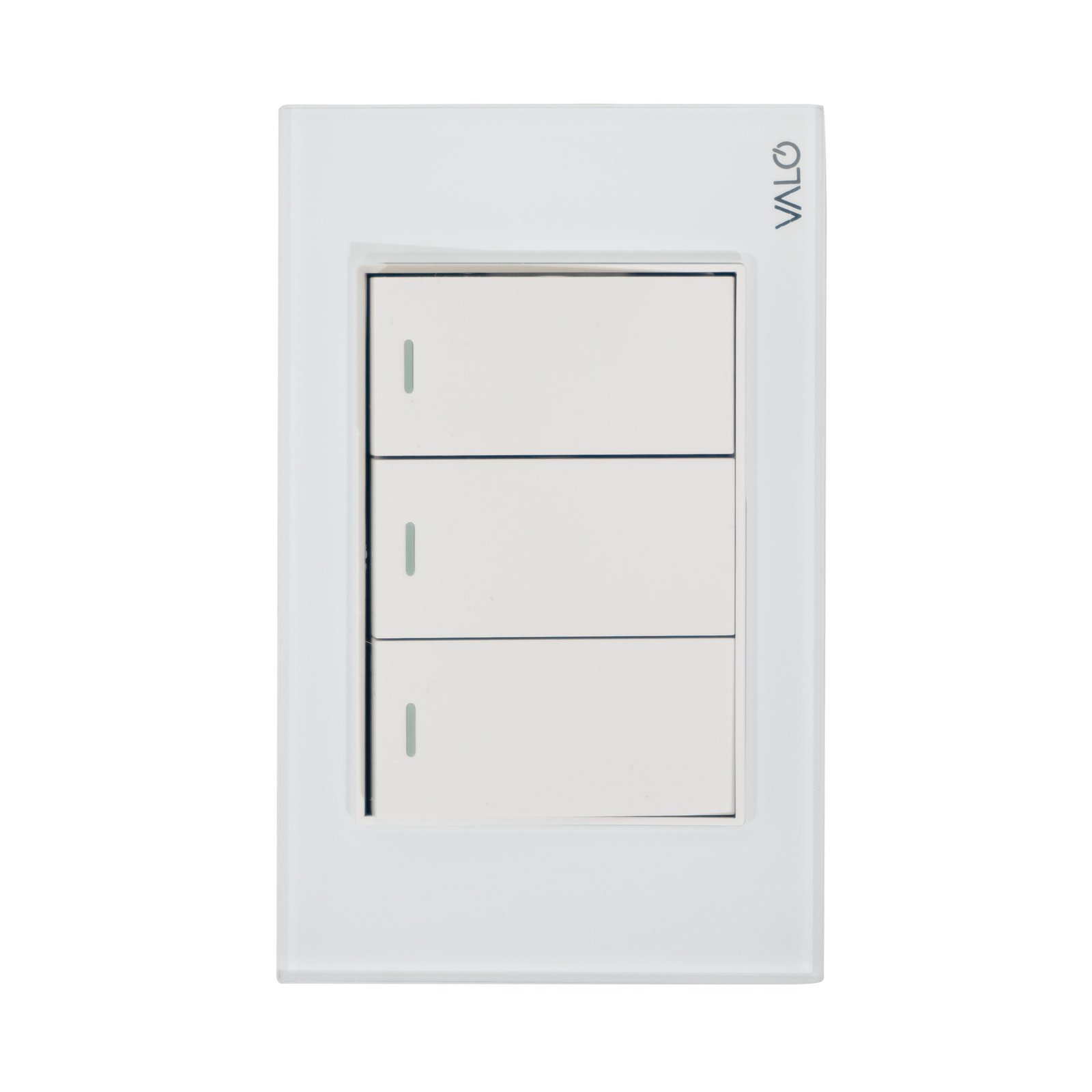PLACA CON 3 INTERRUPTORES DE ESCALERA DE 1 MODULO COLOR BLANCO