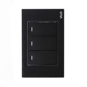 PLACA CON 3 INTERRUPTORES DE ESCALERA DE 1 MODULO COLOR NEGRO