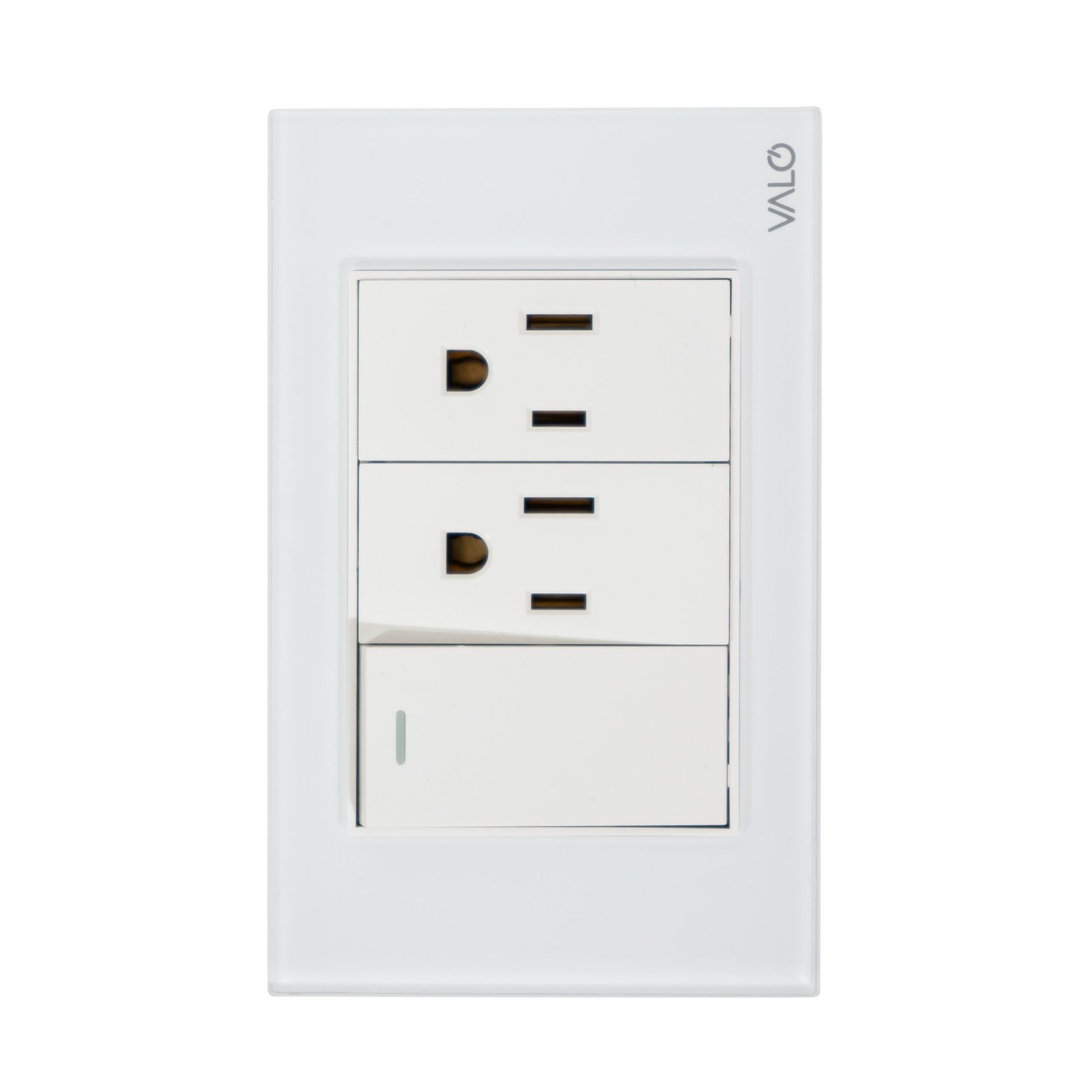 PLACA CON 1 INTERRUPTOR DE ESCALERA Y 2 CONTACTOS DE 1 MODULO  COLOR BLANCO