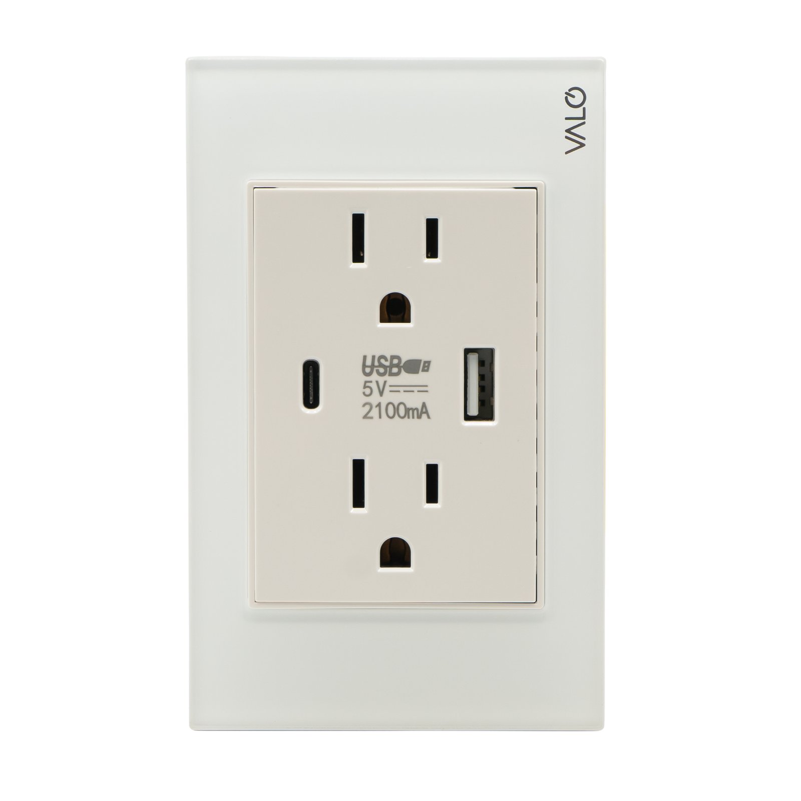 PLACA CON CONTACTO DUPLEX Y 2 ENTRADAS USB   COLOR BLANCO