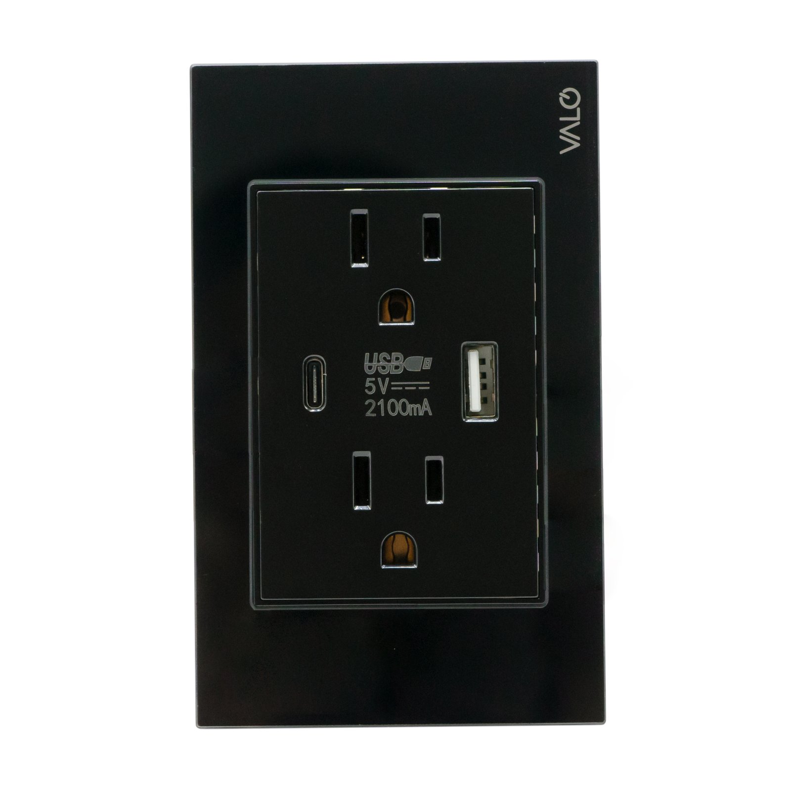 PLACA CON CONTACTO DUPLEX Y 2 ENTRADAS USB COLOR NEGRO