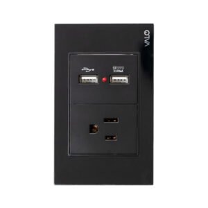 PLACA CON 1 CONTACTO Y 2 ENTRADAS USB COLOR NEGRO