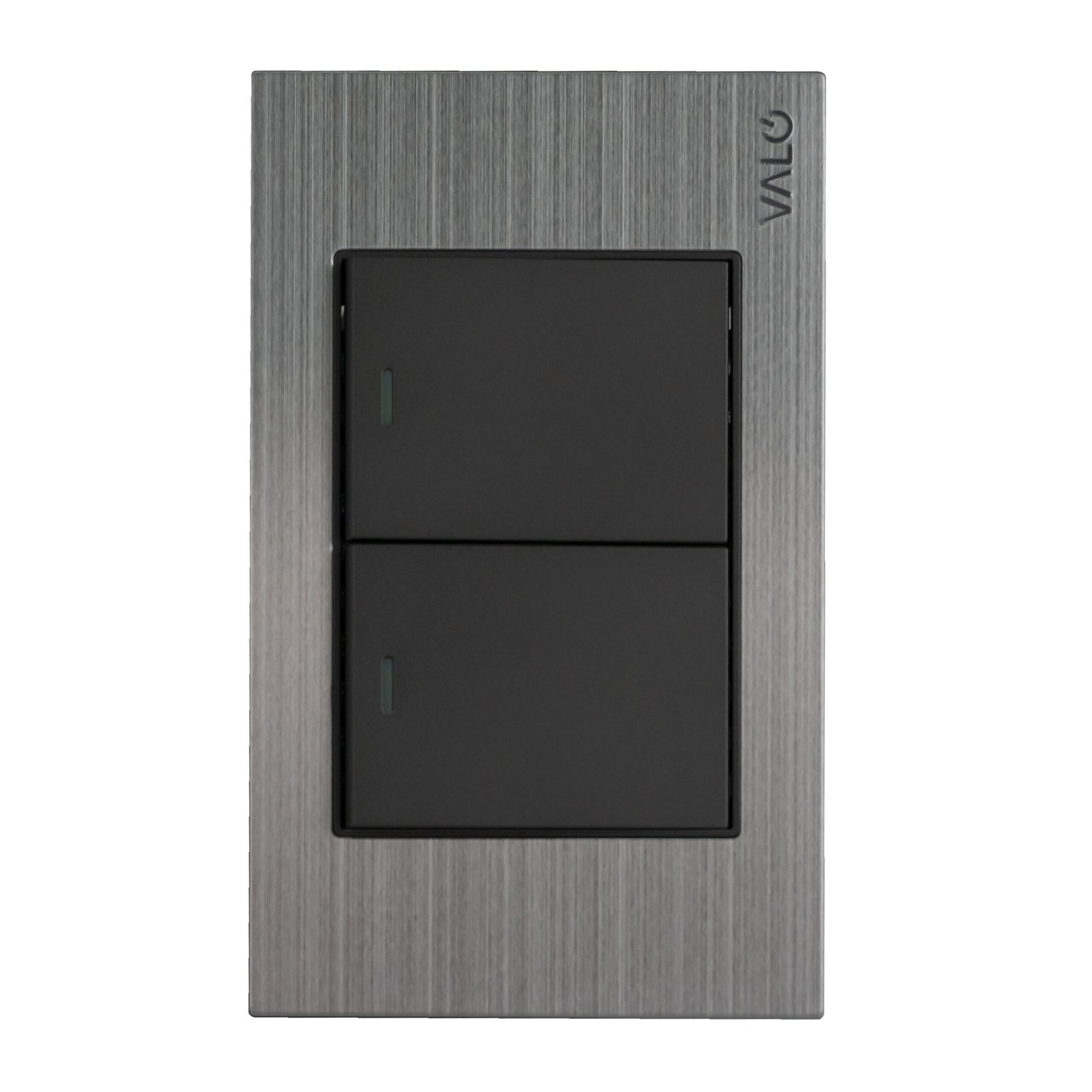PLACA CON 2 INTERRUPTORES DE ESCALERA DE 1.5  MODULOS COLOR GRIS