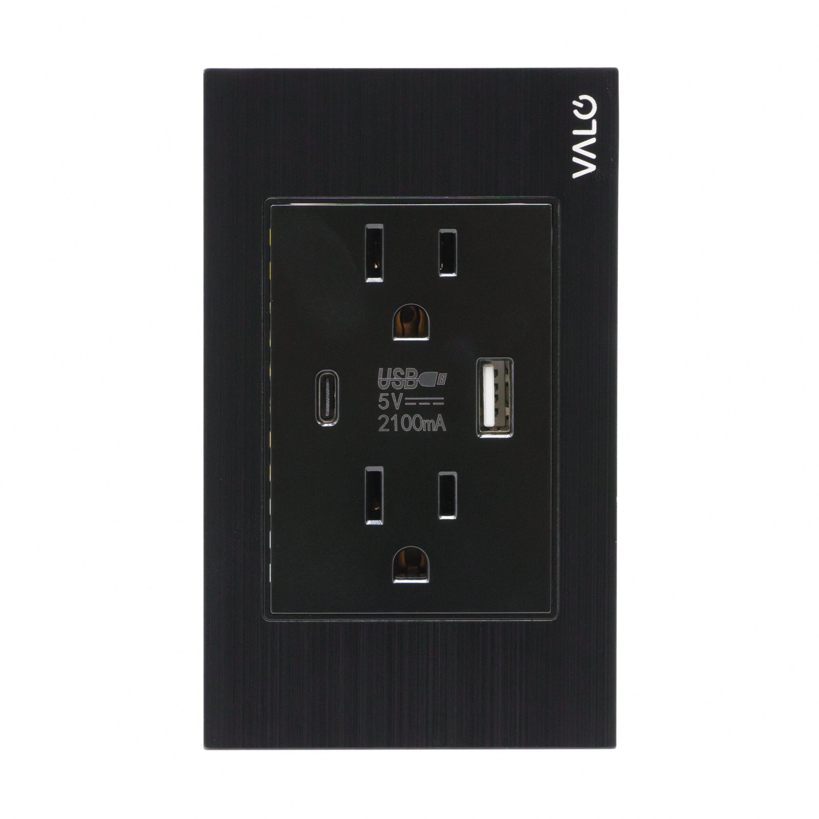 PLACA CON CONTACTO DÚPLEX Y 2 ENTRADAS USB COLOR NEGRO