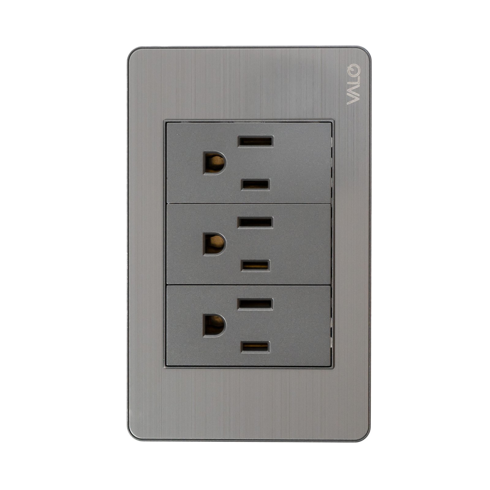 PLACA CON 3 CONTACTOS SENCILLOS DE 1 MODULO COLOR GRIS