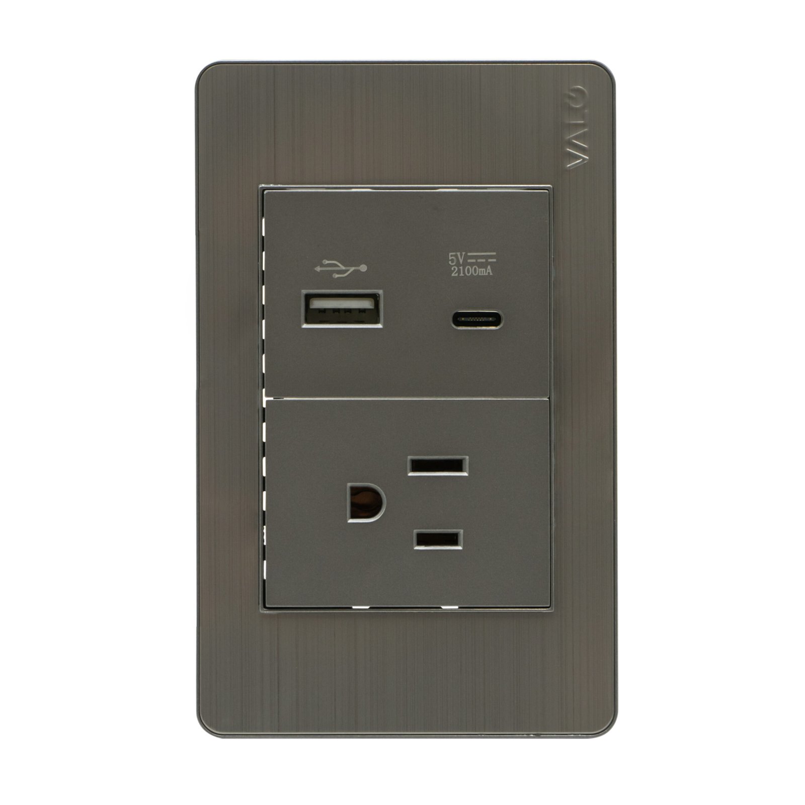 PLACA CON 1 CONTACTO Y 2 ENTRADAS USB COLOR GRIS