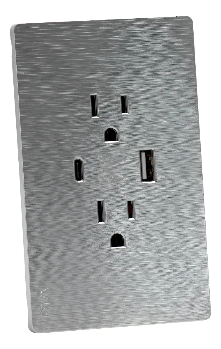 Placa con Contacto Dúplex 1 USB y 1 Tipo C