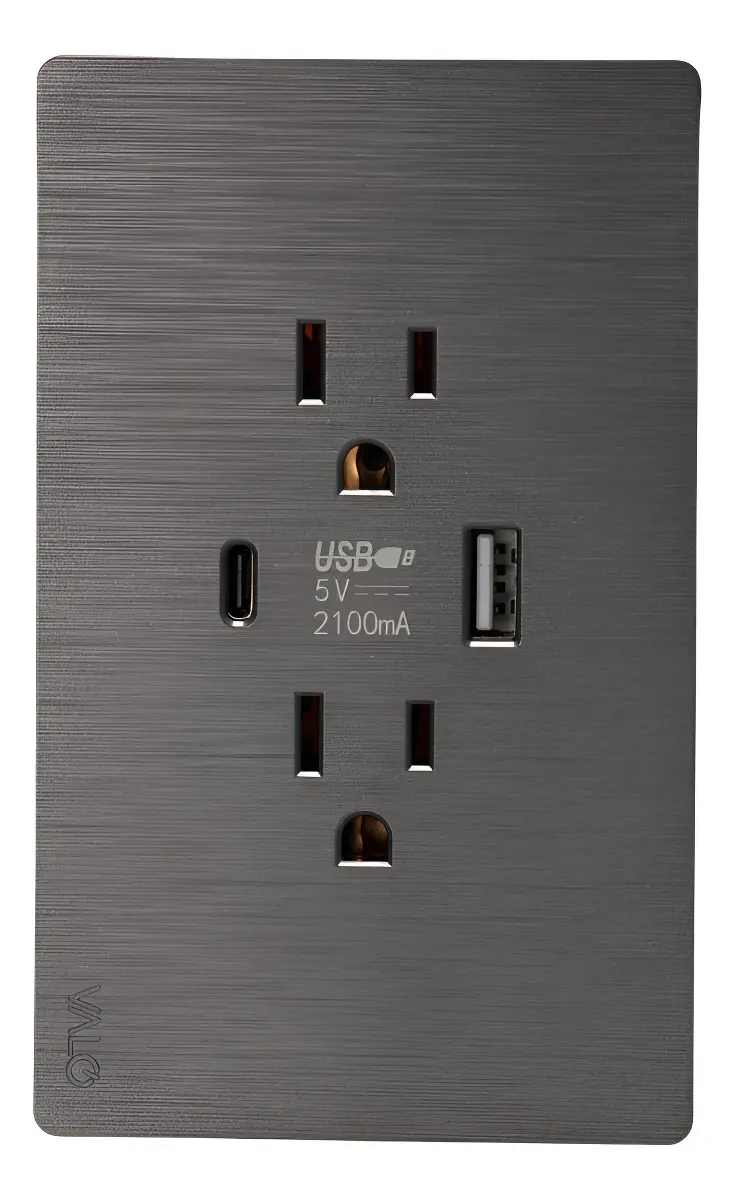 Placa con Contacto Dúplex 1 USB y 1 Tipo C