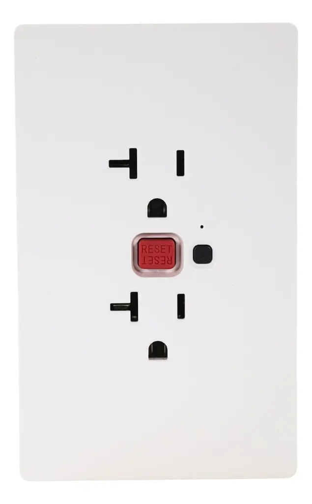 PLACA CON RECEPTACULO CON INTERRUPTOR DE CIRCUITO POR FALLA A TIERRA GFCI