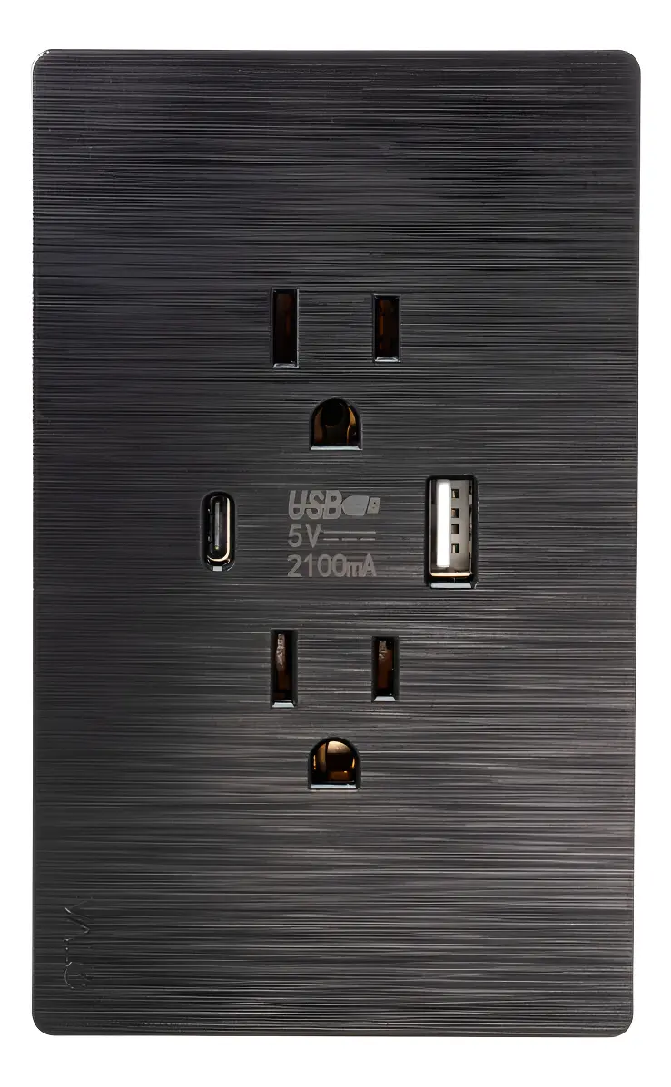 Placa con Contacto Dúplex 1 USB y 1 Tipo C