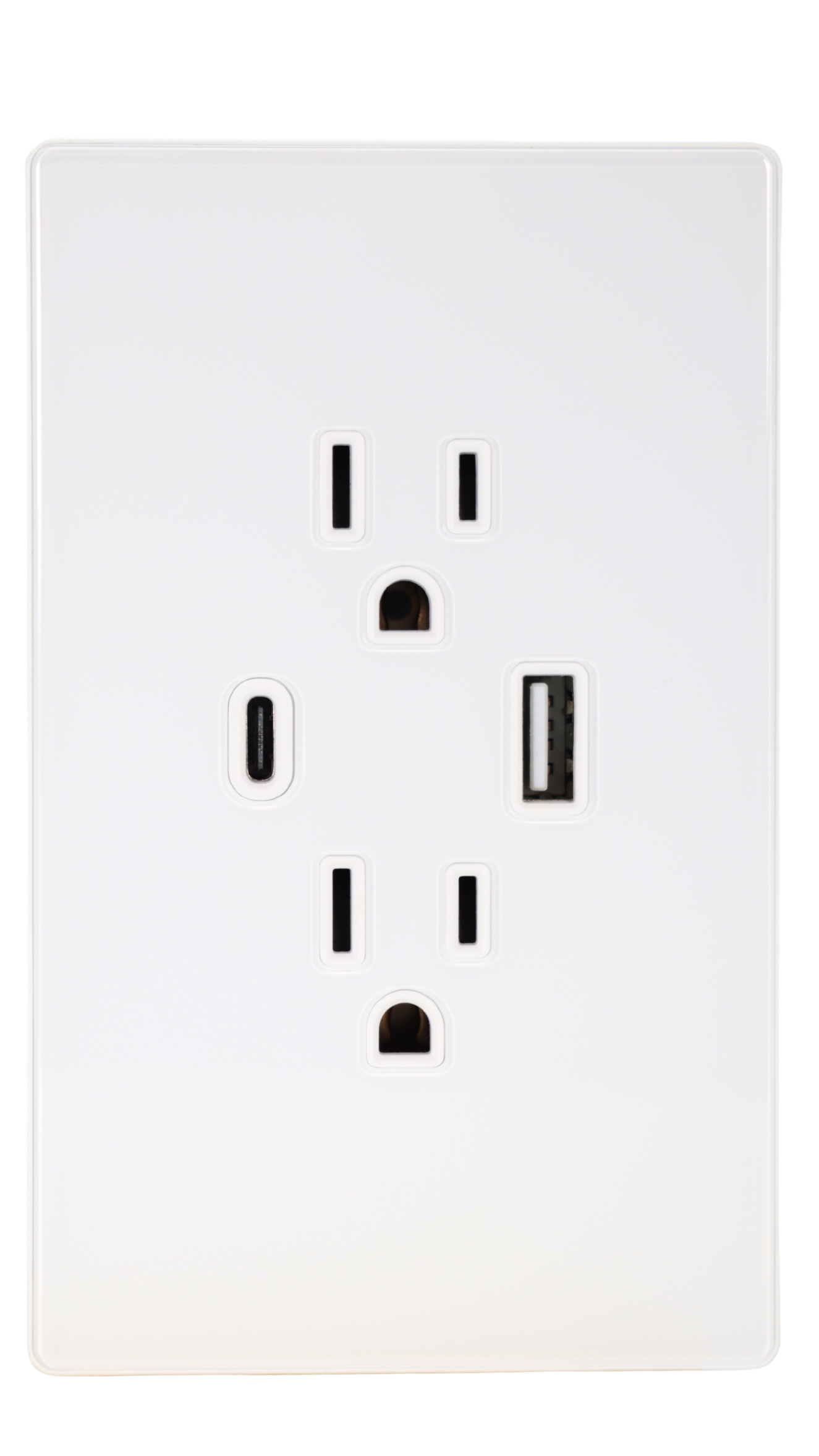 PLACA CON RECEPTACULO DUPLEX CON 1 SALIDA USB Y 1 TIPO C