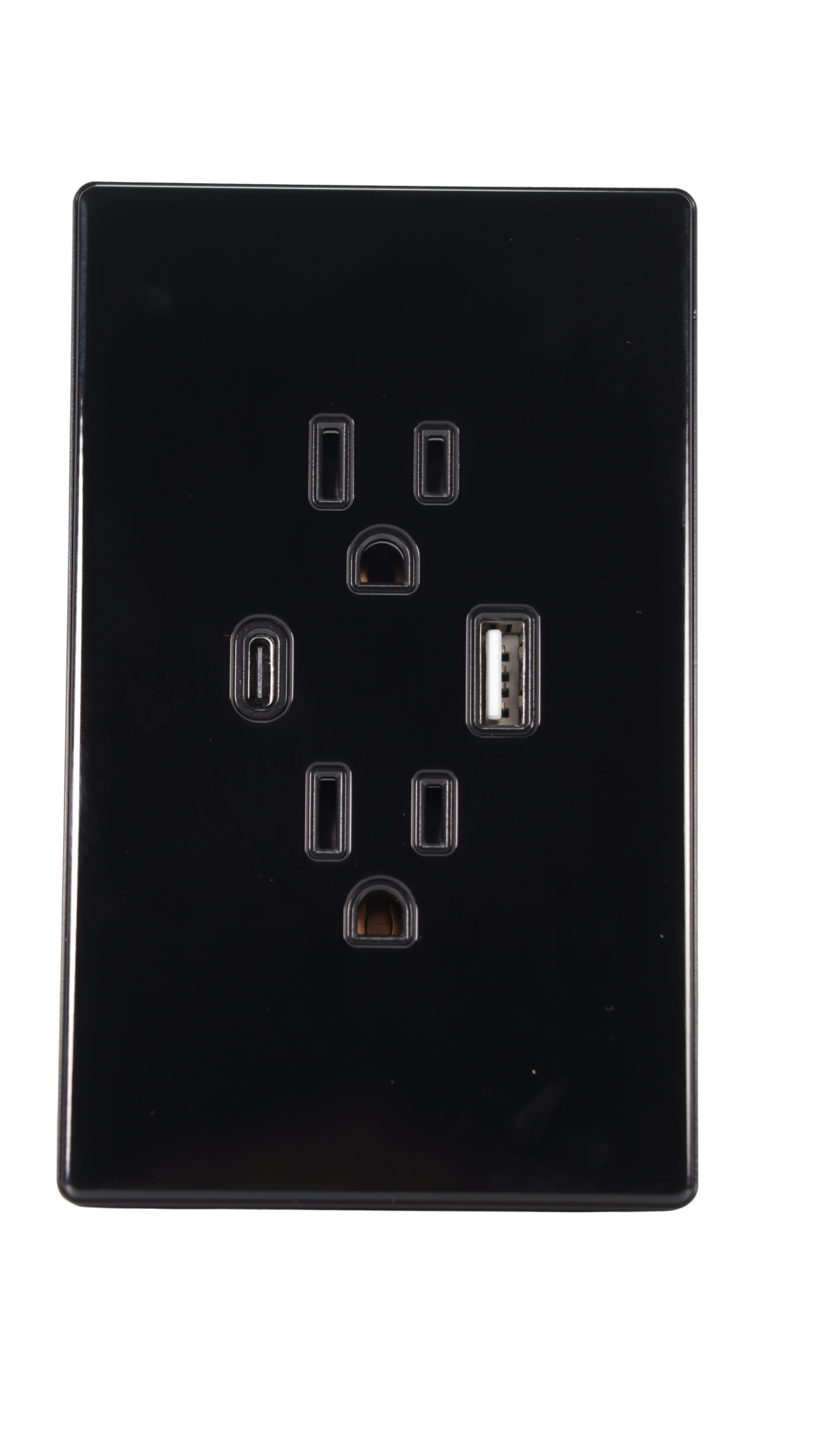 PLACA CON RECEPTACULO DUPLEX CON 1 SALIDA USB Y 1 TIPO C